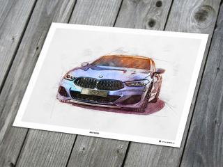 BMW M850i 2019 - plakát, obraz na zeď Rozměr plakátu: 42 x 30 cm (A3)