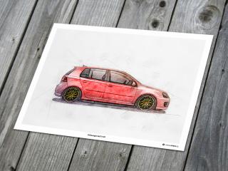 Volkswagen Golf 5 GTI „VOTEX  - plakát, obraz na zeď Rozměr plakátu: 42 x 30 cm (A3)