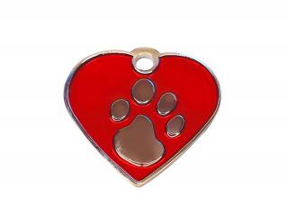 BAFPET Jednostranná psí známka, srdíčko Barva: Červená, Psí známka: Jednostranná 2,1 x 2,2cm 13M