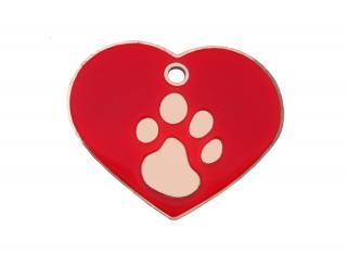 BAFPET Jednostranná psí známka, srdíčko Barva: Červená, Psí známka: Jednostranná 2,8 x 3,5cm 13V