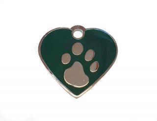 BAFPET Jednostranná psí známka, srdíčko Barva: Zelená, Psí známka: Jednostranná 2,1 x 2,2cm 13M