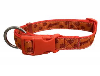 BAFPET Popruhové obojky TLAPKY BAF Barva: Červená, Rozměr: 25mm x 40-66cm 18102TB
