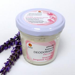 Přírodní krémový deodorant pro ženy levandule, bergamot, tea tree ve skle 90ml | LIBEBIT