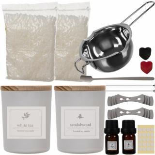 DIY sada na výrobu svíček 2 ks - Sandalwood a White Tea - bílá