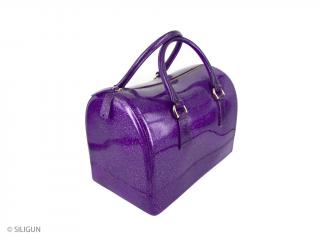 Silikonová kabelka do ruky - fialová se třpytkami