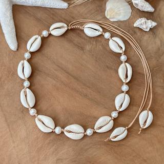 Náhrdelník z mušlí kauri a říčních perel