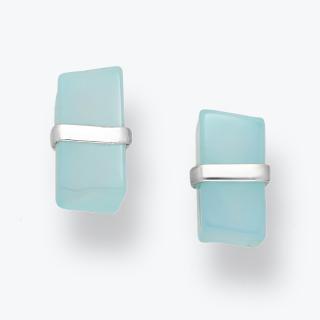 Stříbrné náušnice s chalcedonem - Ag925