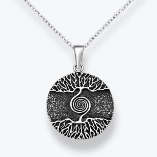 Stříbrný náhrdelník Strom života v medailonu - Ag925