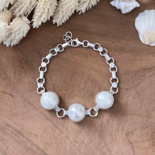 Stříbrný náramek s perlami - Ag925