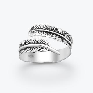 Stříbrný prsten Pírko nastavitelný - Ag925