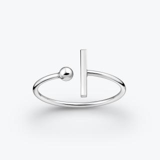 Stříbrný prsten s kuličkou a tyčinkou - Ag925