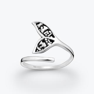 Stříbrný prsten se zdobenou ploutví nastavitelný - Ag925