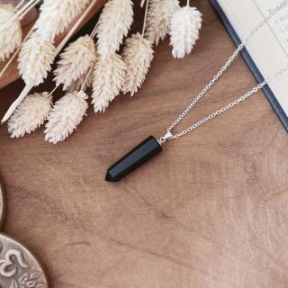Stříbrný řetízek krystal Obsidián - Ag925