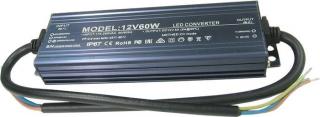 DE LED 60W - vodotěsný elektronický spínaný zdroj 230V / 12V, 5A, max. 60W, IP67