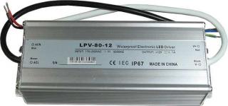 DE LED 80W - Vodotěsný elektronický spínaný zdroj 230V / 12V - 6,66A, max. 80W, IP67