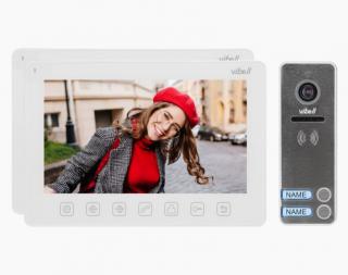 EX 1063 - kvalitní domovní videotelefon pro 2 účastníky, čtečka RFID karet, černé a bílé provedení monitorů, antivandalová dveřní jednotka, Barva:…