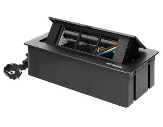 GM 9010 - vestavný zásuvkový modul NORGEN do pracovní desky stolu - prázdný pro moduly NEON, barva černá, stříbrná a bílá Barva: Černá