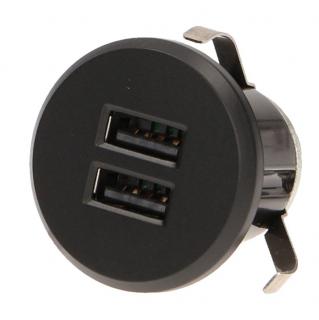 GM 9019, Černý a stříbrný vestavný modul 2 USB zásuvek 5V, pro zabudování do stolu, instal otvor 25mm Barva: Černá