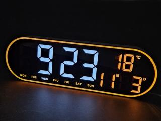 HODINY GH8021 - velké, elegantní nástěnné LED hodiny, teploměr, datum, zobrazení hodin, den v týdnu, 4 barvy displeje, dálkové ovládání Barva:…