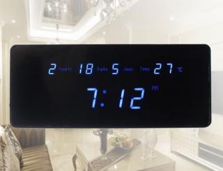 Hodiny TL2510 Digital - Digitální nástěnné hodiny s kalendářem, teploměrem a budíkem Barva: Modrá