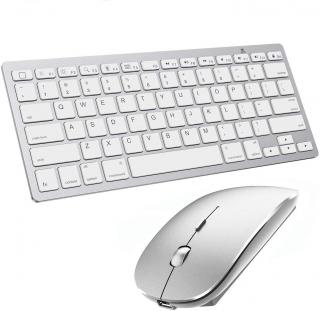 Klávesnice MINI KEYBOARD - Bezdrátová klávesnice a myš FOYU, bluetooth pro chytré televizory a tablety Barva: Bílá