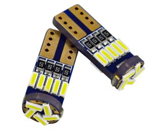 LED 2x T10 W5W 4014-15 Can Bus - 2x 12V LED žárovka 5W do auta s předním i bočním svitem, patice T10 W5W, CAN BUS