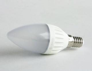 LED C37-6W E14 - keramická 6W LED žárovka, malý závit E14, 600lm