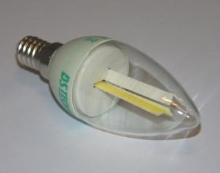 LED C37COB-2W E14 -LED žárovka 2W COB s prostorovým svitem bílá studená, závit E14, 280lm Barva: Bílá studená