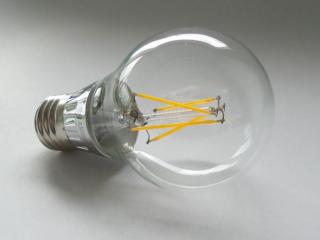 LED Filament A60-6W E27 - 6W designová LED žárovka se závitem E27, 600lm, svit bílá teplá