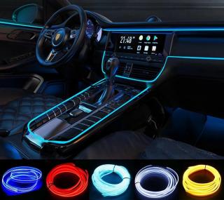 LED line light 12V-5M - 5m dlouhý světelný LED kabel do interiéru vozidla, napájení z autozásuvky 12V, 4 barvy svitu Barva: Bílá studená