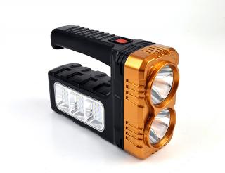 LED svítilna solar 7702-B1 - duální přenosná dobíjecí LED svítilna, dobíjení z USB a solárního panelu, 3 světelné režimy