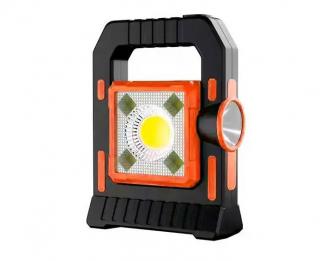 LED svítilna T18-1 - nabíjecí přenosná LED svítilna, prostorový svit a reflektor, USB a solární dobíjení, 3 režimy svitu Barva: Oranžová