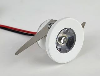 LED VEGA MINI 1W-1977 - bílé, miniaturní 1W podhledové hliníkové LED svítidlo pevné včetně nap. zdroje 230V -