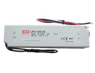LPV 100-24 - Elektronický napájecí zdroj MeanWell 24V, 4,2A, 100W, IP67,  pro napájení 24V LED pásků, modulů a LED hadic