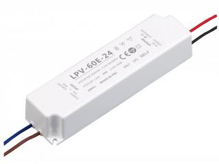 LPV 60-24 - Elektronický napájecí zdroj MeanWell 24V, 2,5A, 60W, IP67,  pro napájení 24V LED pásků, modulů a LED hadic