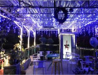VOR-Z 10M - Vánoční světelný závěs, LED světelný déšť 10+5m dlouhý, venkovní IP44, svit bílá studená, bílá teplá a modrá, 310x LED Barva: Modrá