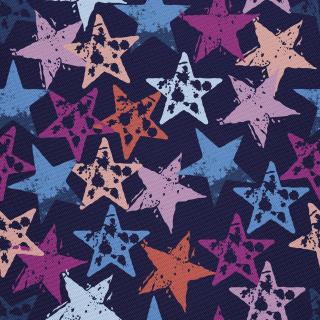 Látka s potiskem nepromokavý polyester - abstraktní hvězdy