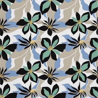 Látka s potiskem nepromokavý polyester - abstraktní tropické květiny