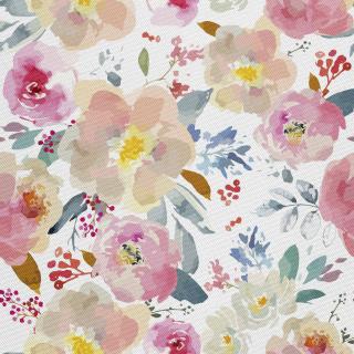 Látka s potiskem nepromokavý polyester - akvarel květiny 2
