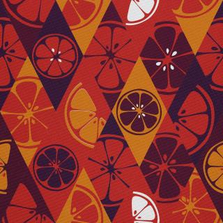 Látka s potiskem nepromokavý polyester - geometrický citrus