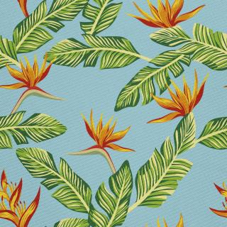 Látka s potiskem nepromokavý polyester - Královská Strelitzia