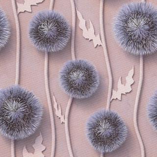 Látka s potiskem nepromokavý polyester - květ bodláku