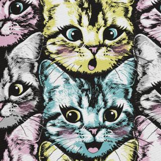 Látka s potiskem nepromokavý polyester - malované kočky 2