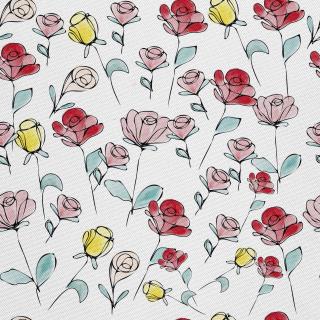 Látka s potiskem nepromokavý polyester - malované květiny 10