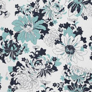 Látka s potiskem nepromokavý polyester - malované květiny 9