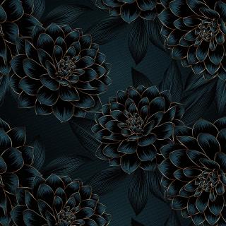 Látka s potiskem nepromokavý polyester - tmavé květy