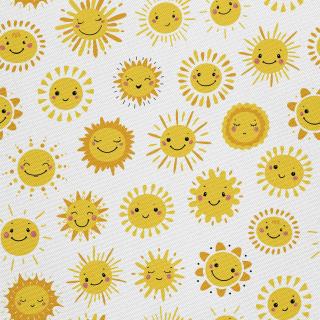Látka s potiskem nepromokavý polyester - usmívající se slunce