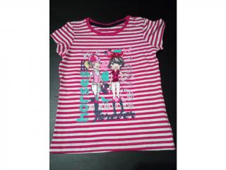 Texface dívčí tričko s kr. rukávem (Jezdkyně) Barva: tmavě růžový proužek, Velikost: 110
