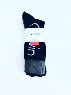 Calvin Klein Calvin Klein Crew Black Logo stylové bavlněné vysoké ponožky 4 páry - UNI / Černá / Calvin Klein