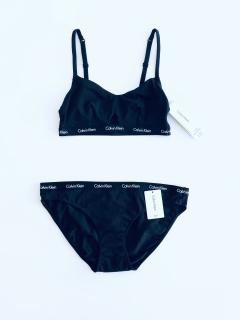 Calvin Klein Calvin Klein Crew Black stylová podprsenka Bralette a kalhotky Bikini set 2 ks - S / Černá / Calvin Klein